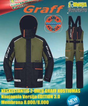 Kostiumas Neskęstantis 4XL BIG SIZE GRAFF 4.0 FLOAT GUARD NESKĘSTANTIS 2 DALIŲ KOSTIUMAS WARM GUARD Norvegijai ir ant Ledo Green Black