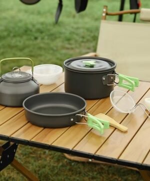 Super Kaina 59eur Komplektas turistinis Puodų rinkinys Profesionalus 10 viename lauko maisto gaminimo rinkinys