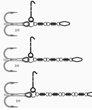 Alternative view of Spiningavimo sistema VMC Pike Chain Rig Black Nickel & Orange UV