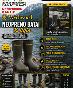 Botai iš neopreno WYCHWOOD iš Anglijos – 100 % vandeniui nepralaidūs iki -20 °C nepraduriamas padas žvejybai ir medžioklei