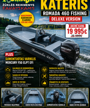 -6000eur Super Kaina 19995eur Kateris Valtis 460 FISHING Deluxe version Variklis 50Ag Aukšta kokybė! Sumontuotas Variklis Mercury F50 ELPT EFI