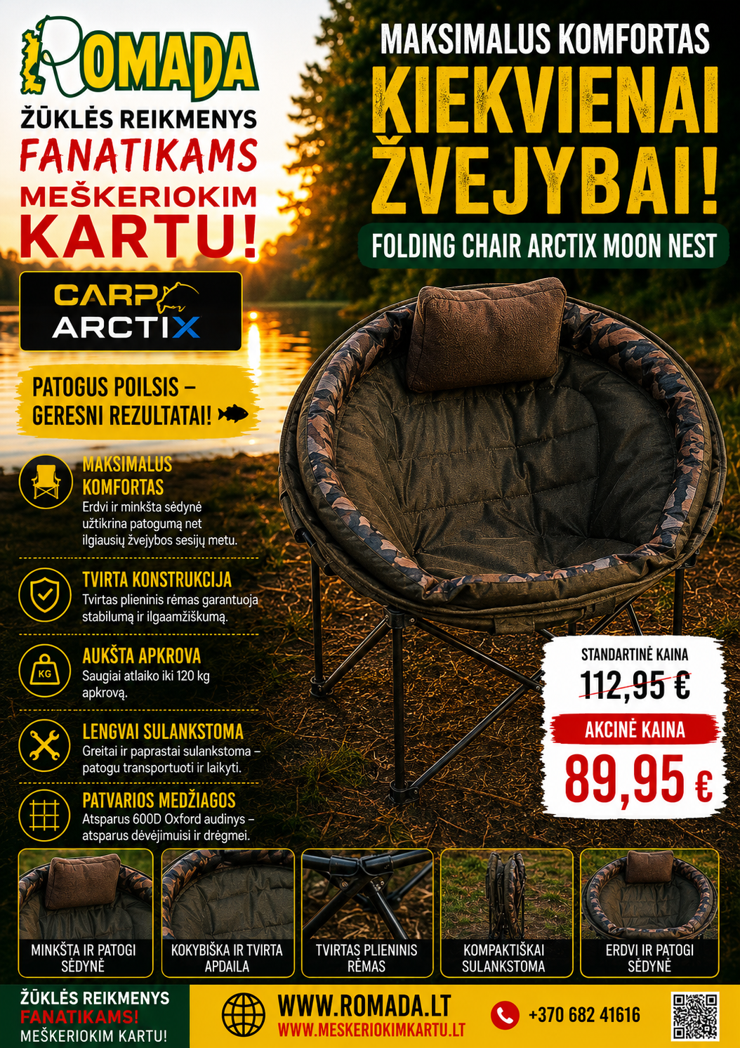 Super AKCIJA 89eur Kėdė FOLDING CHAIR ARCTIX MOON NEST