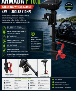 Naujiena Elektrinis 10-ARKLIO JĖGOS 300LBS VALTIES VARIKLIS HASWING ARMADA 10F BRUSHLESS TROLLING MOTOR 48V Tinka Jūroje