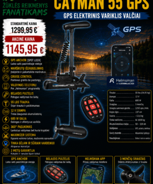 Super Kaina 1145eur Naujausia Versija 2026 GPS Inkaras Elektrinis VALTIES VARIKLIS Cayman B 55lbs with GPS 12V 1370mm (black) 1.7 with NEW GEAR BOX