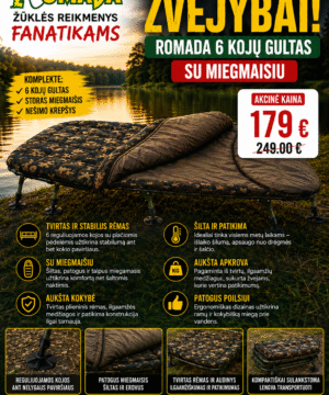 Super AKCIJA 179eur Gultas Lova Carp Bed ALL IN ONE Arctix Deluxe su Integruotu miegmaišiu