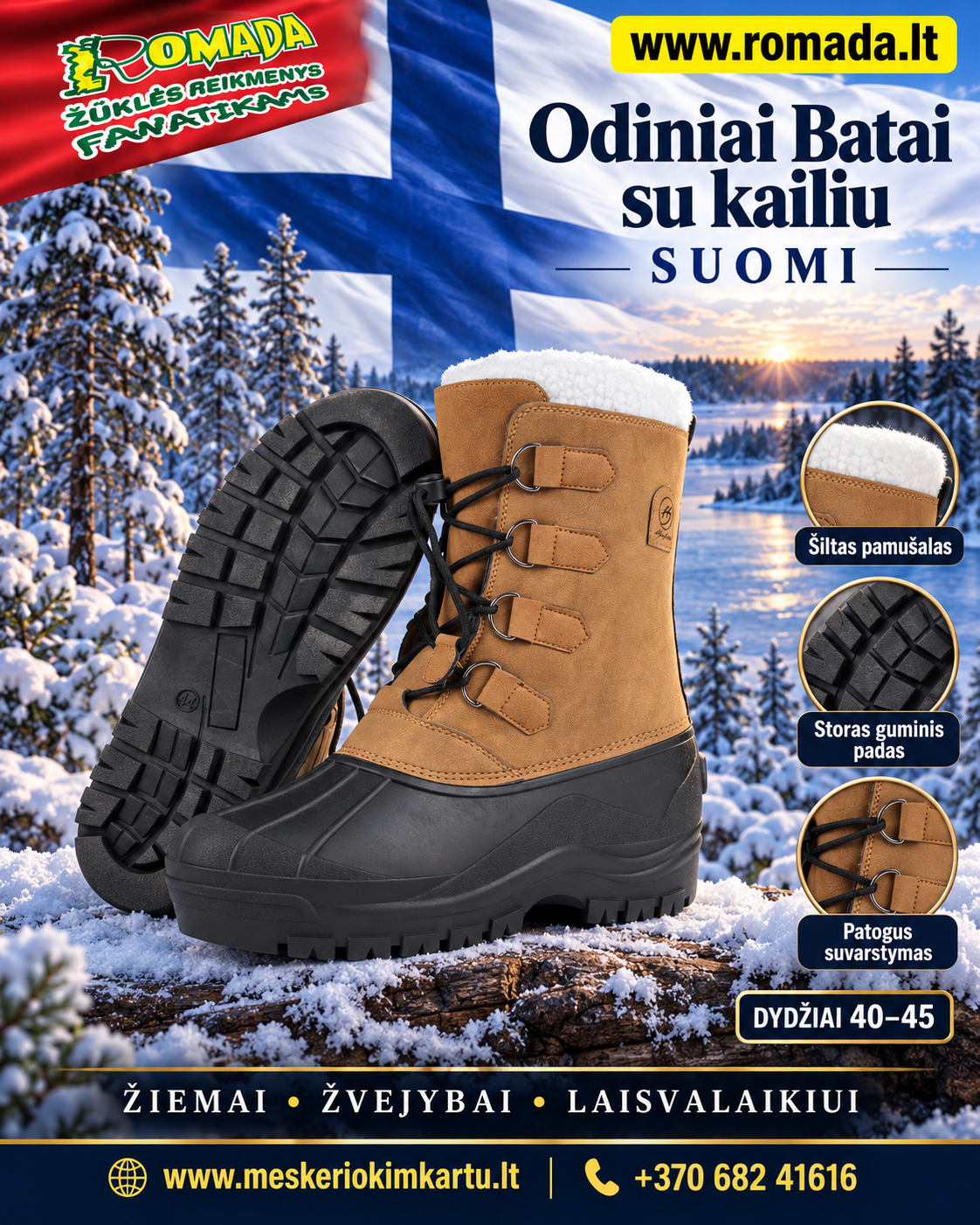 -30% Super Kaina 99eur Aukšti Odiniai Batai su kailiu SUOMI