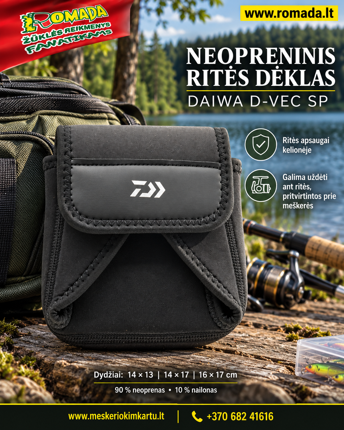 Daiwa Dėklas ritėms neopreninis Dydis Ritės 1000-4000 / 4000-8000 / 8000-20000