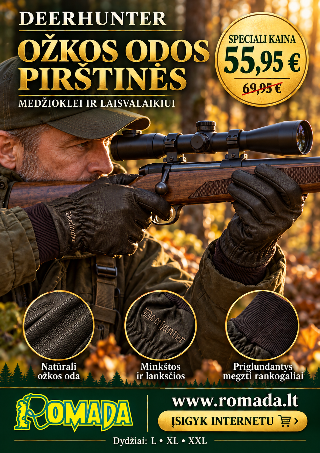 Pirštinės Ožkos Oda Deerhunter Medžioklei