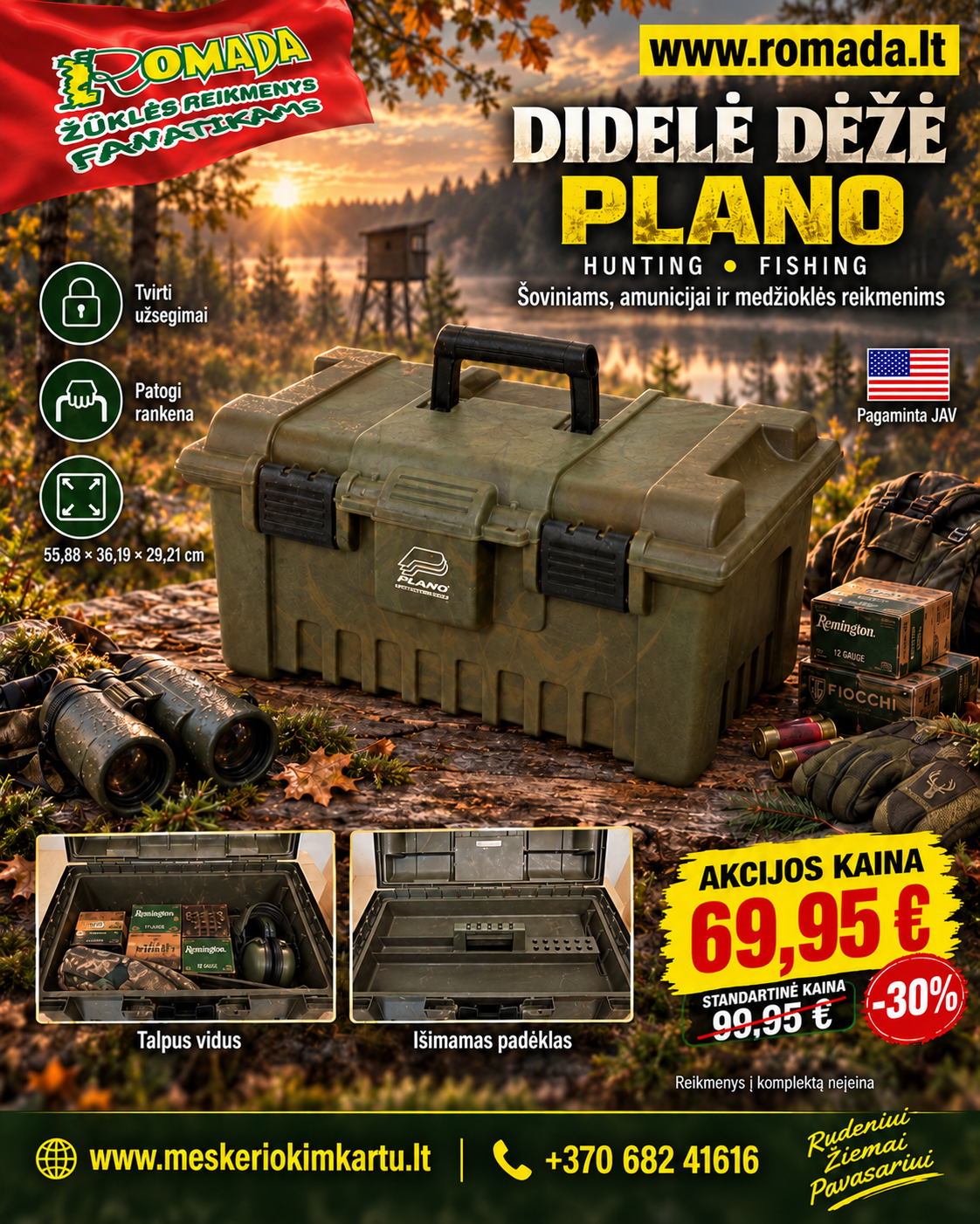 -30% Super Kaina 69eur Didelė dėžė Plano Hunting Fishing Medžioklinė made in USA