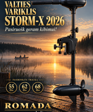 Super Kaina 249eur Naujas Elektrinis VALTIES VARIKLIS STORM-X 2026 Galingumas 55lbs 62lbs 68lbs