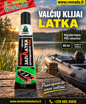 Latka PVC valtims klijai Remontui Juoda arba Mėlyna 40ml