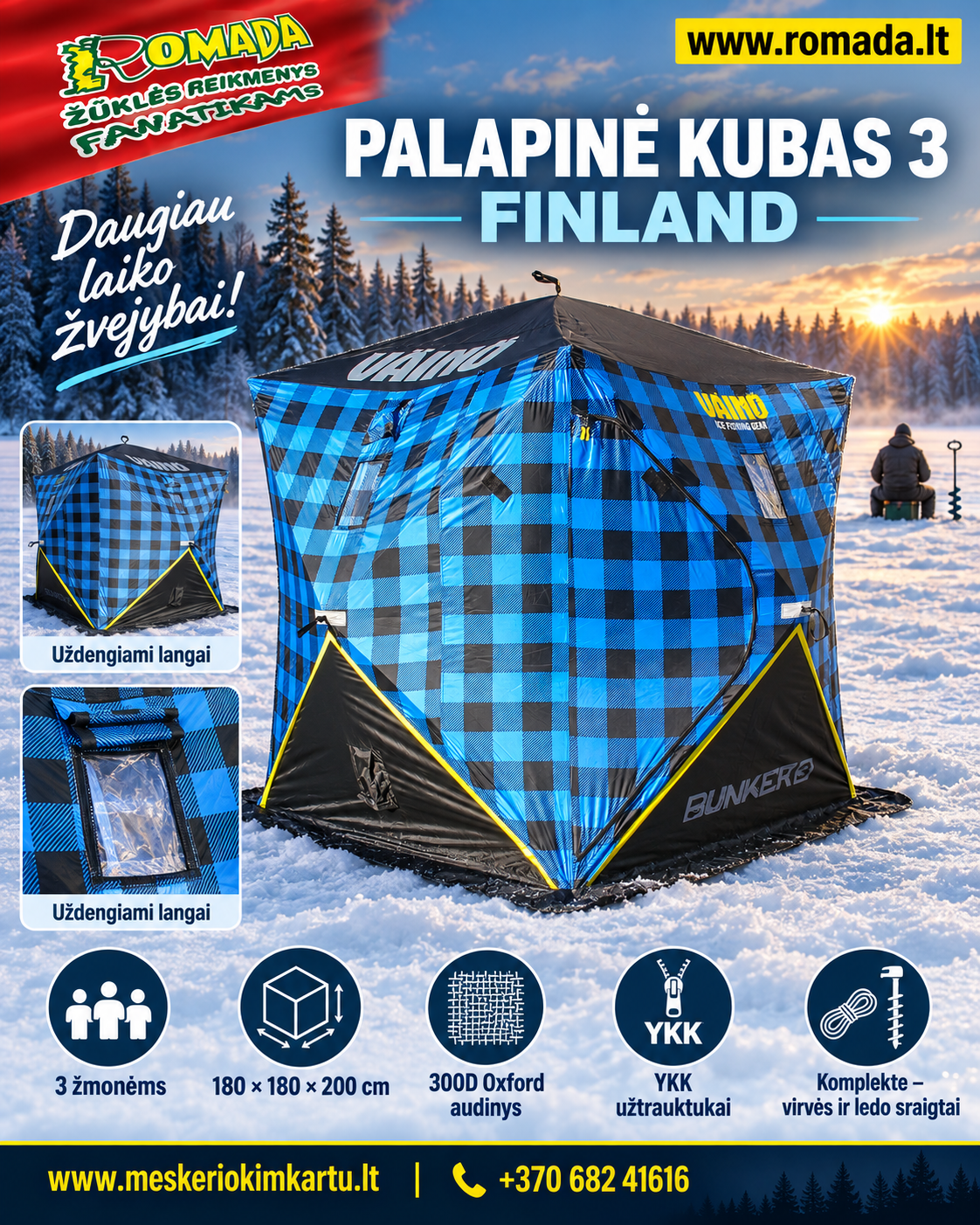 -20% Super kaina 249eur PALAPINĖ KUBAS 3 XL Finland Plotis-180cm Ilgis-180cm Aukštis-200cm