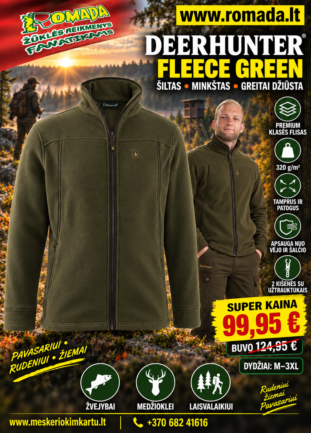 Striukė Džemperis megztinis Fleece Green Deerhunter