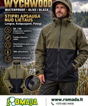 Super Kaina 111eur Striukė Waterproof Jacket Olive Black Nuo Lietaus Wychwood