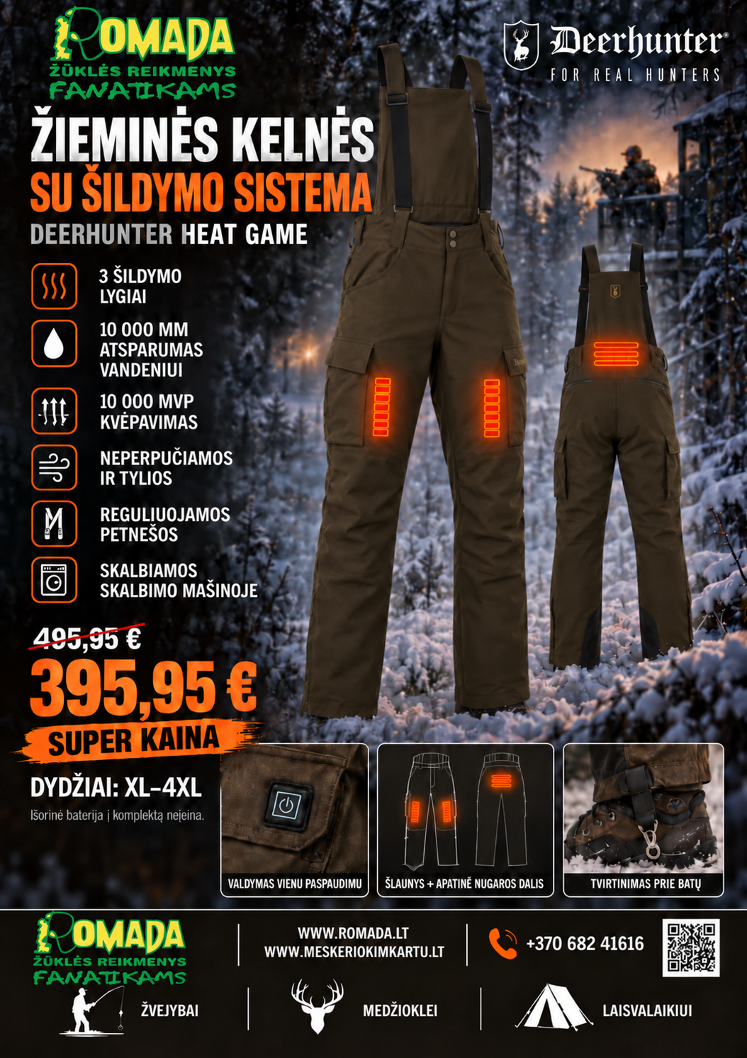 Žieminės Kelnės su šildymo sistema Heat Deerhunter Su Šildymo Sistema powerbank