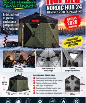 2027 PALAPINĖ KUBAS XL RAPALA NORDIC HUB 24 Erdvi žieminės Vasarinė žūklės palapinė