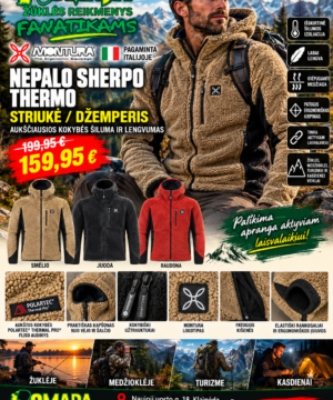 Striukė Jemperis Šiltas Nepalo Sherpo Thermo Pagaminta Italijoje Montura Labai Lengva Grynas Meškiukas