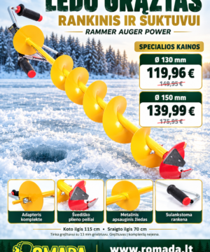 Ledo grąžtas Dvigubas su Adaptorium į Drelę 130mm / 150mm Suomija