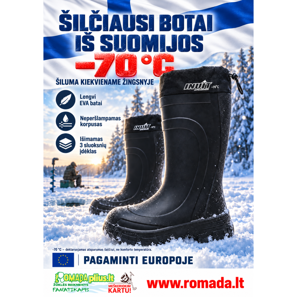 Botai Žieminiai Lengvi Inuit -70°C Suomija